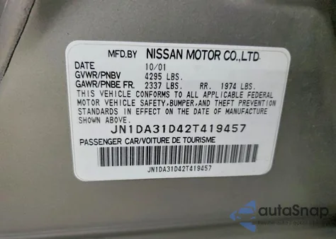 2002 Nissan Maxima Gle z USA, uszkodzony, nr VIN JN1DA31D42T419457